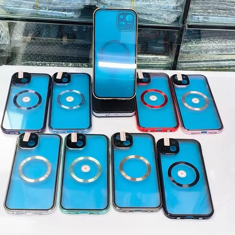 Premium Apple iPhone Case Ultra Thin Shockproof Magnetic Full All Around Protection Cover with Metal Frame Glass Design