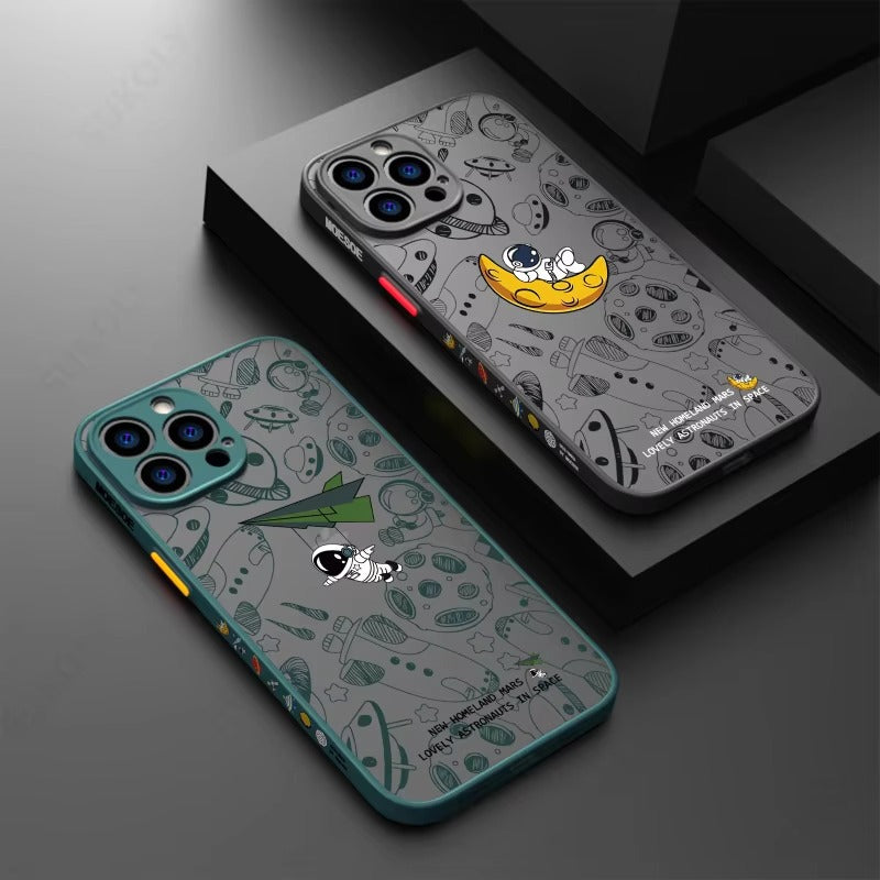 Robust Apple iPhone Case, MagSafe Compatible, Ultra Thin Screen Protection, Acrylic Matte Shell Featuring Astronaut Art