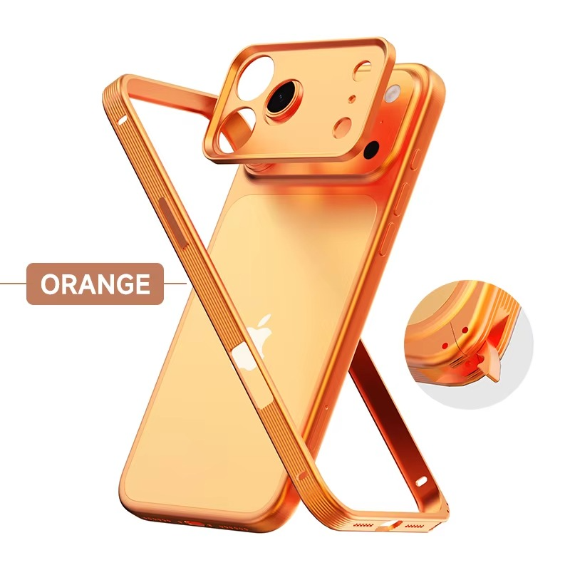 Premium Metal Frame iPhone Case – MagSafe Compatible Protective Cover with Heat Dissipation Design, Anti-Slip Grip and Raised Camera Lens Protector