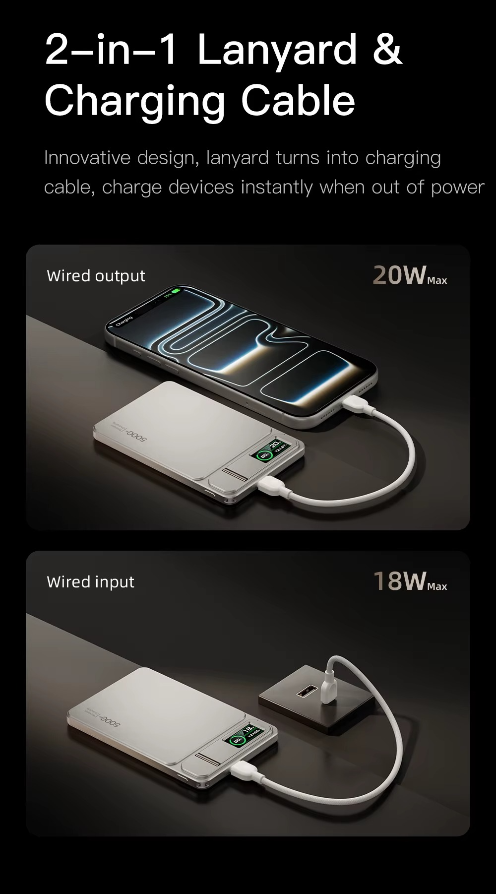 Premium Magnetic Wireless Power Bank 10000mAh – 20W Fast Charging Portable Battery with MagSafe Compatible Magnetic Charging, Digital Display and Phone Stand