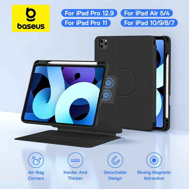 Premium Magnetic iPad Case with Pencil Holder – Slim Smart Cover with Auto SleepCompatible with 10.2", 10.9", 11", 12.9" Tablets