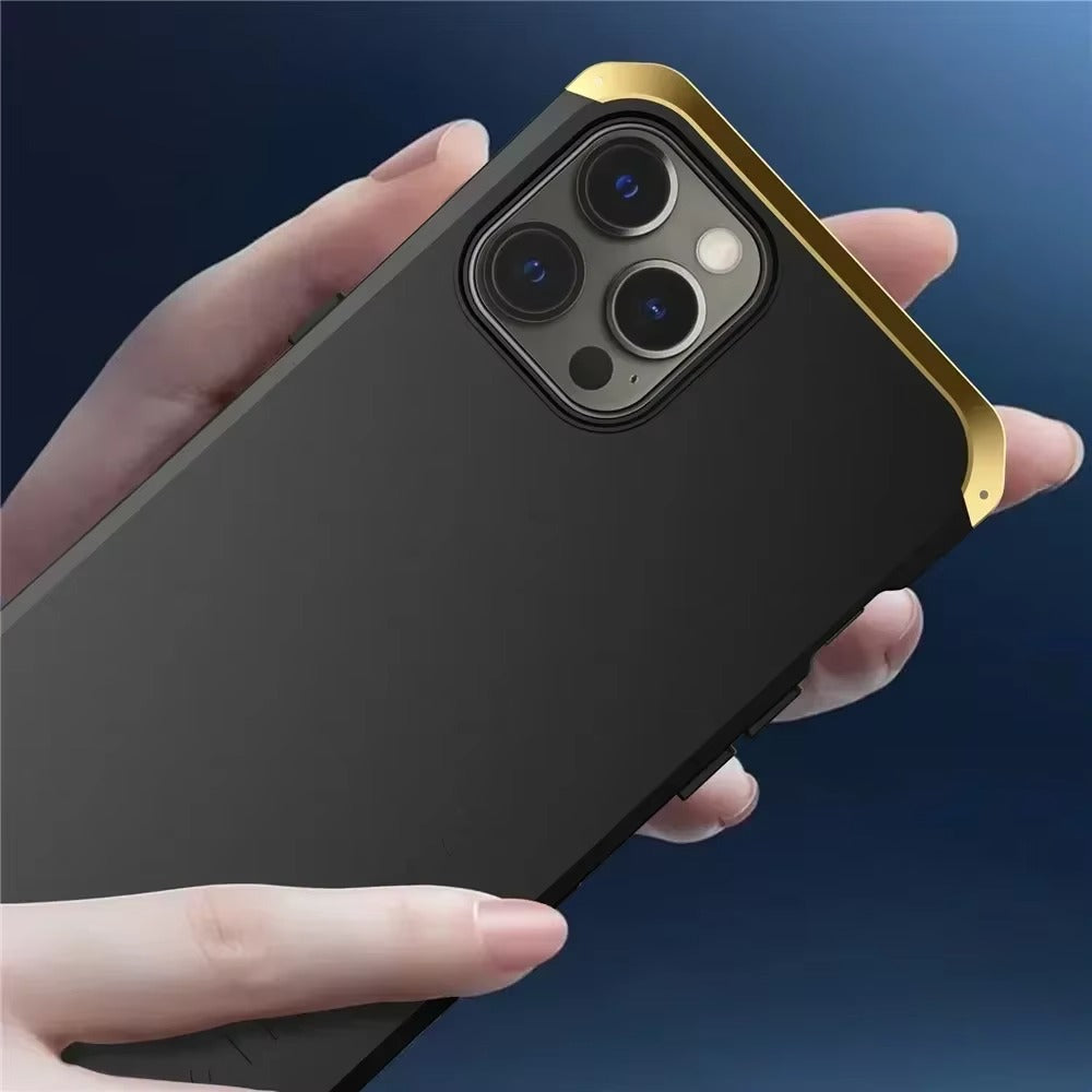 Robust Apple iPhone Case, MagSafe Compatible, Camera Lens & Screen Protection, Ultra Thin, Shockproof, Magnetic Full All Around Cover – Shockproof Metal Armor Case with Aluminum + PC Shell for Rugged Durability