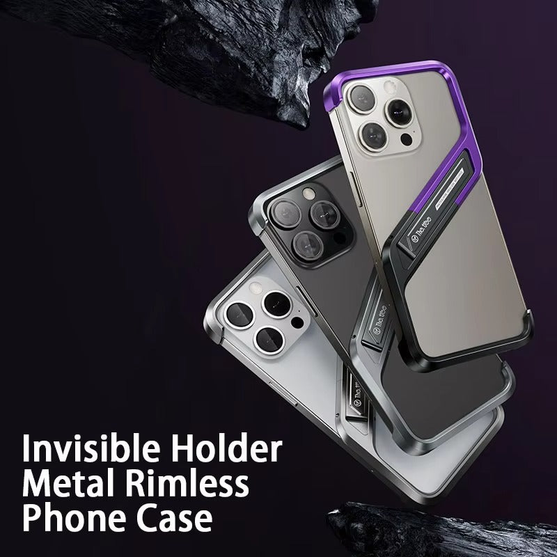 Premium Apple iPhone Case, MagSafe Compatible, Camera Lens & Screen Protection, Ultra Thin, Shockproof, Magnetic Full All Around Cover – Rimless Aluminum S-Type Case with Invisible Stand & Heat Dissipation Shell