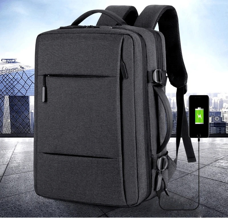 High Quality Waterproof Laptop Backpack for Men, Expandable USB Charging Bag, Business Travel School Rucksack