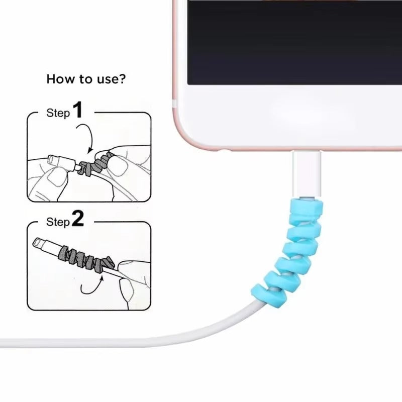 High Quality Cable Protector, 1/12pcs Universal Silicone Spiral Winder – Wire Organizer Cover for iPhone, USB Charger, Data