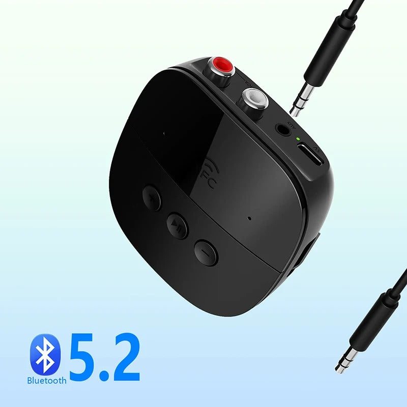 Premium Bluetooth 5.2 Audio Receiver for iPhone – Wireless RCA & TF Card, Mic Input, NFC, Car Kit & Speaker Amplifier Support