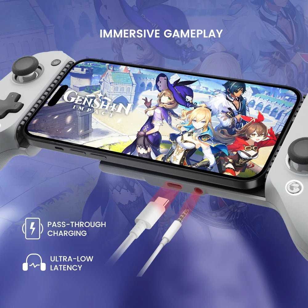 Premium Mobile Game Controller for iPhone, Hall Effect Joystick Gamepad, Wireless Stretchable Design for Apple Devices