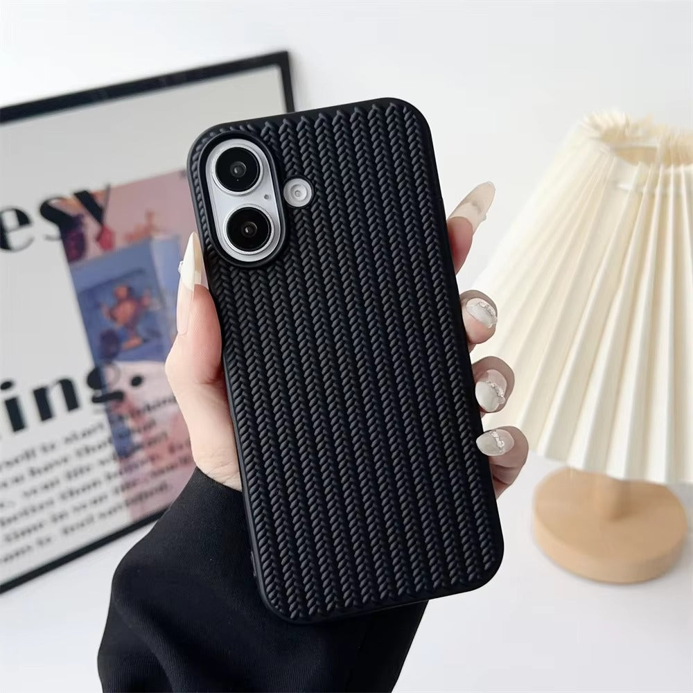 Luxury Apple iPhone Case, MagSafe Compatible, Camera Lens & Screen Protection, Ultra Thin, Shockproof, Magnetic Full All Around Cover – Woven Pattern Soft Silicone Case with Solid Color Stylish Design