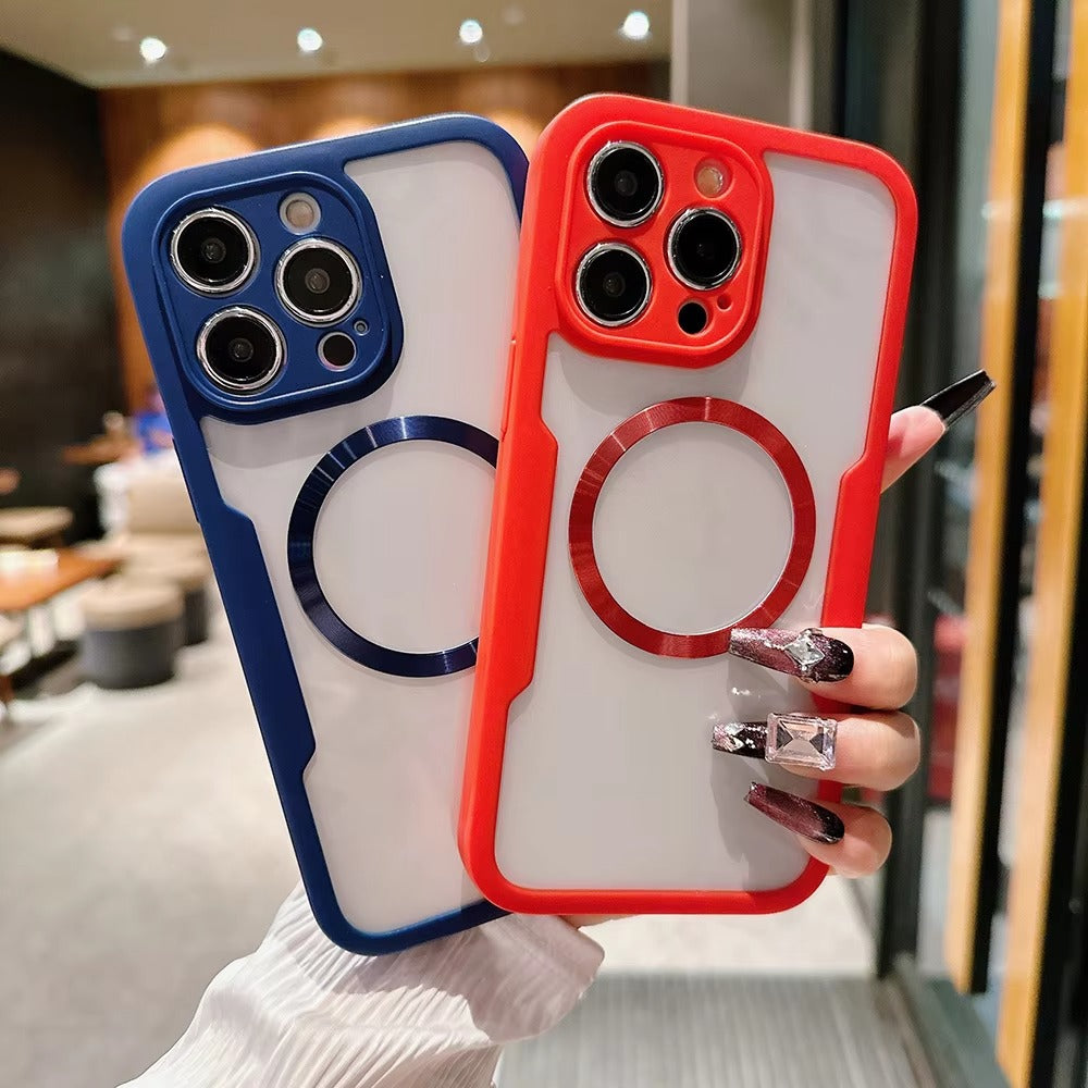 Luxury Apple iPhone Case MagSafe Compatible Ultra Thin Magnetic All Around Protection Cover with Double Touch Clear Design