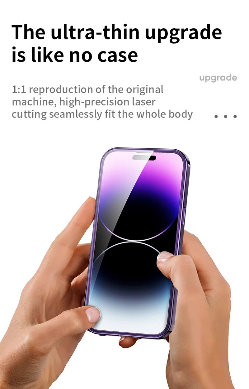 Luxury HD Glass Apple iPhone Case, MagSafe Compatible, Ultra Thin Magnetic Large Window Design and Camera Lens Shield