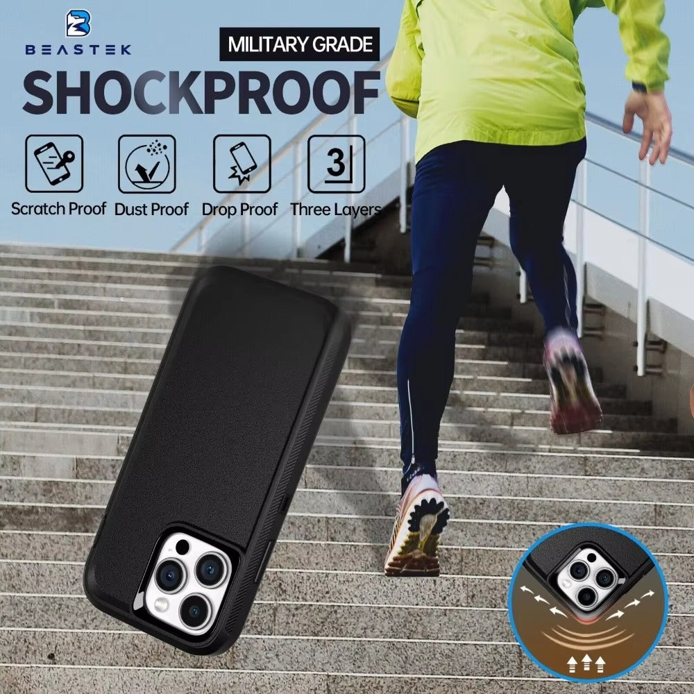 Robust Apple iPhone Case, MagSafe Compatible, Camera Lens & Screen Protection, Ultra Thin, Shockproof, Magnetic Full All Around Cover – Slide Belt Clip Holster Case with Kickstand Holder & Heavy Duty Back Protection