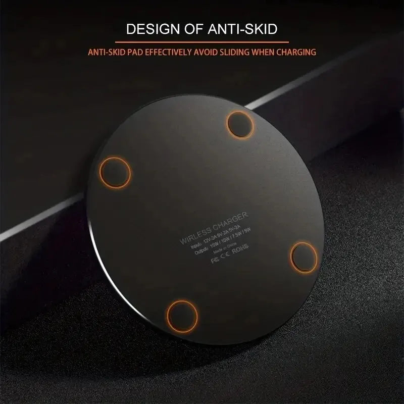 Premium 30W Wireless Charging Pad – Fast Induction Charger with Type C Connector, LED Indicator, Compatible with Apple iPhone, AirPods, iOS & Android Devices