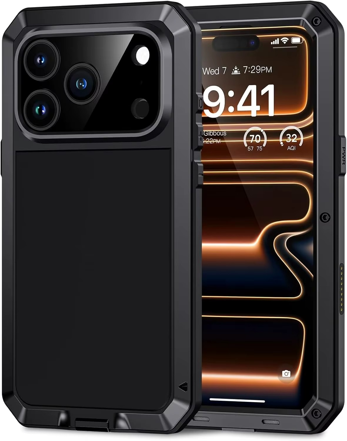 Premium Aluminum Armor iPhone Case – MagSafe Compatible Heavy Duty Shockproof Cover with Built-in Glass Screen Protector and Camera Lens Guard