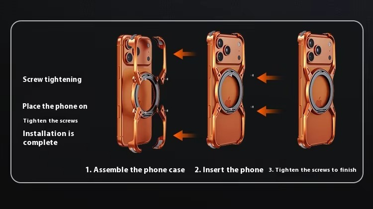 Premium Aluminum Alloy Bumper iPhone Case – MagSafe Compatible Magnetic Cover with 360° Rotating Ring Stand, Shockproof Frame and Camera Protection