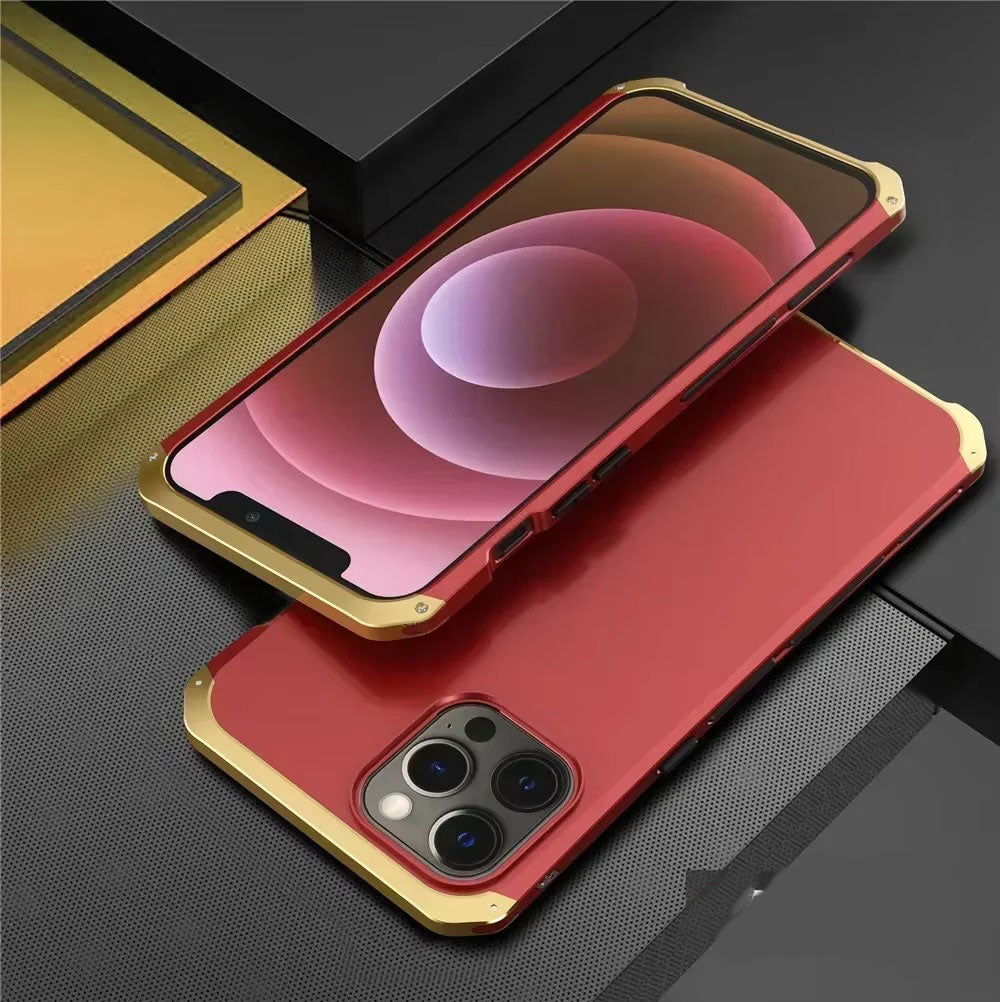 Robust Apple iPhone Case, MagSafe Compatible, Camera Lens & Screen Protection, Ultra Thin, Shockproof, Magnetic Full All Around Cover – Shockproof Metal Armor Case with Aluminum + PC Shell for Rugged Durability