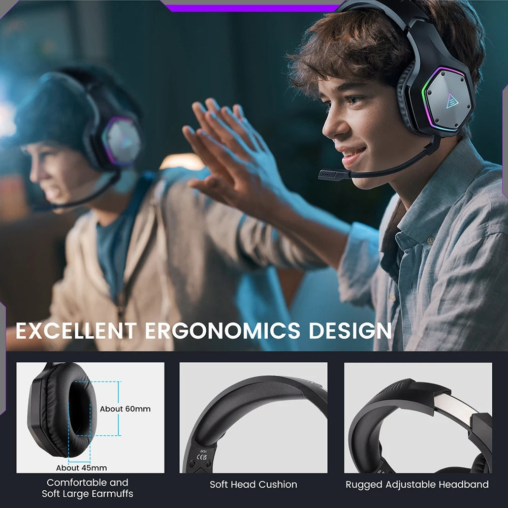 Premium 2.4GHz Wireless Gaming Headset for Mac & iPhone – Low Latency 7.1 Surround Sound Headphones with ENC Microphone