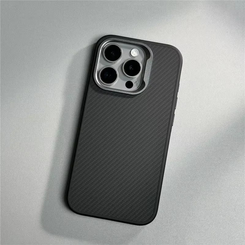 Luxury Apple iPhone Case, MagSafe Compatible, Camera Lens & Screen Protection, Ultra Thin, Shockproof, Magnetic Full All Around Cover – Carbon Fiber Texture Case with Soft Rubber Frame for Durable, Stylish Protection