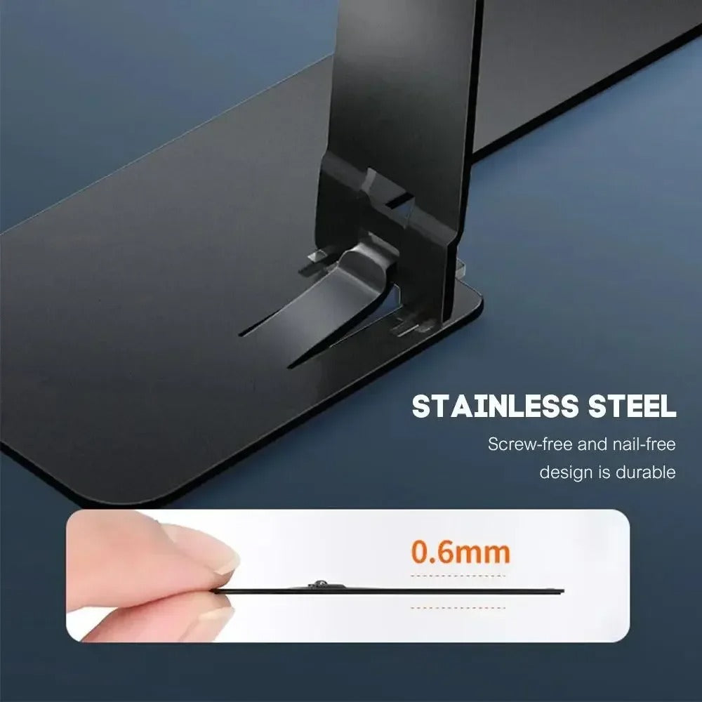 Premium Ultra-Thin Phone Holder Stand – 2PC Invisible Foldable Bracket, 0.6mm Stainless Steel Grip Mount, Dual-Angle Desktop Support for Smartphones