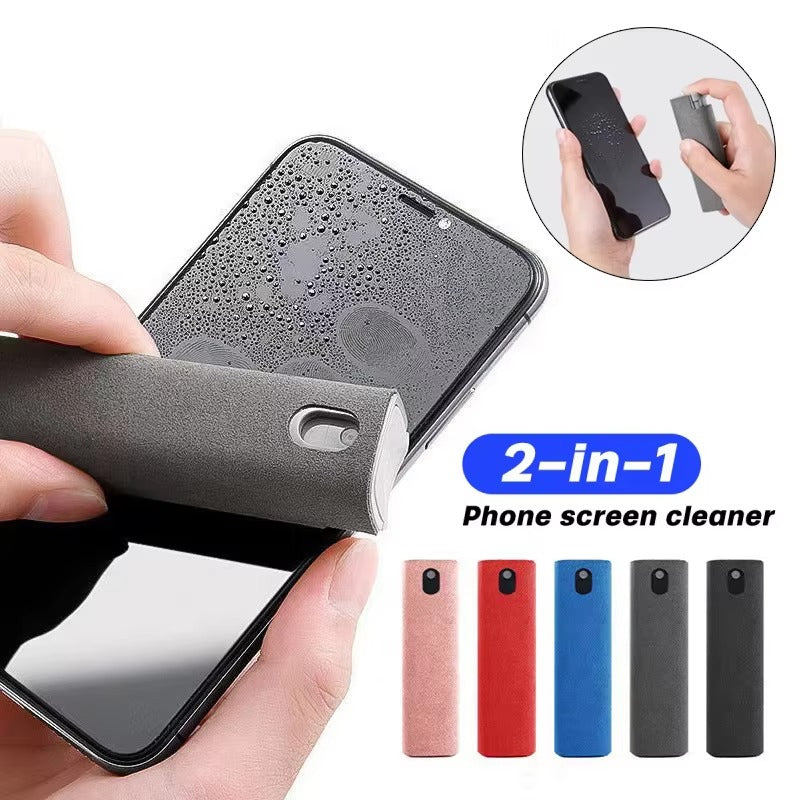 Premium, 2-in-1, Screen Cleaner Spray for Phone, Tablet, PC, iPad, Laptop, Screen Dust Remover, with Microfiber Wiper Cloth, Polish, Cleaning Tool Kit