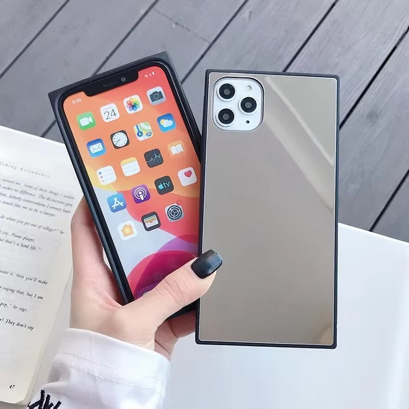 Luxury Apple iPhone Case, MagSafe Compatible, Camera Lens and Screen Protection, Ultra Thin, Shockproof, Magnetic, Full All Around Protection, Square Mirror Bumper Cover