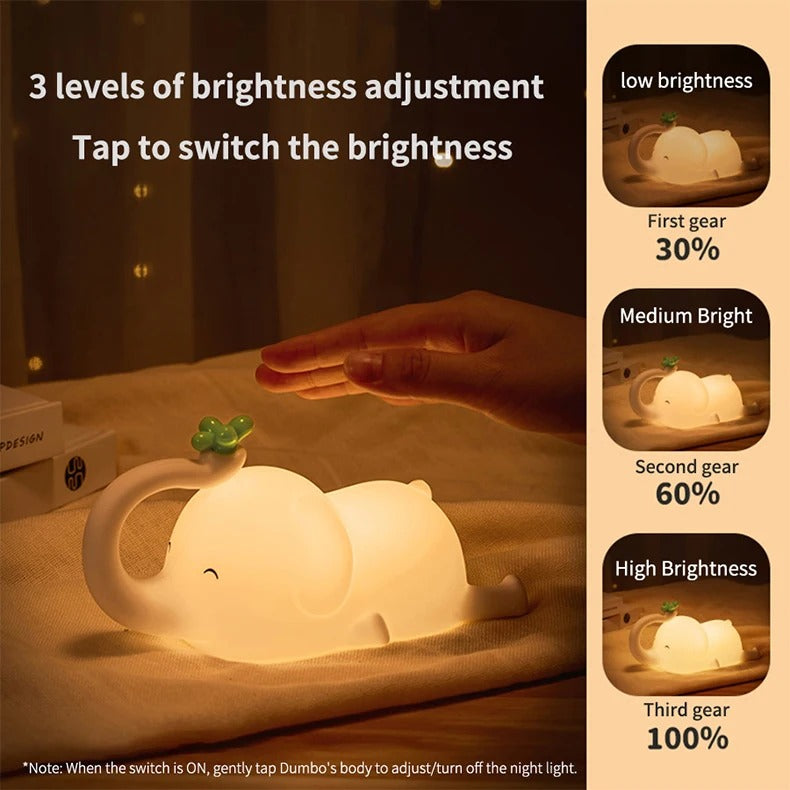 Premium Cute Animal LED Night Light – Touch Sensor, USB Rechargeable Silicone Lamp, 3 Brightness Levels, 30-Min Timer, Bedside Kids Room Decor, Portable & Soft Glow