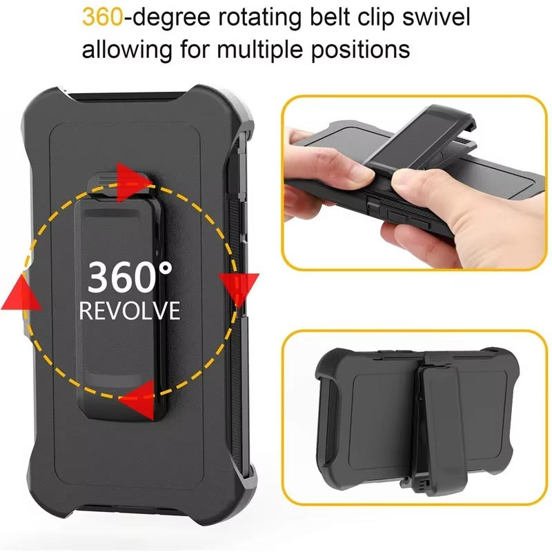 Robust Apple iPhone Case, MagSafe Compatible, Camera Lens & Screen Protection, Ultra Thin, Shockproof, Magnetic Full All Around Cover – 3-in-1 Defender Armor Rugged Case with Back Belt Clip & Full Body Protection