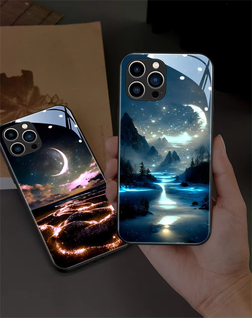 Premium Apple iPhone Case, MagSafe Compatible, Camera Lens and Screen Protection, Ultra Thin, Shockproof, Magnetic, Full All Around Protection, Starry Sky LED Glass Cover