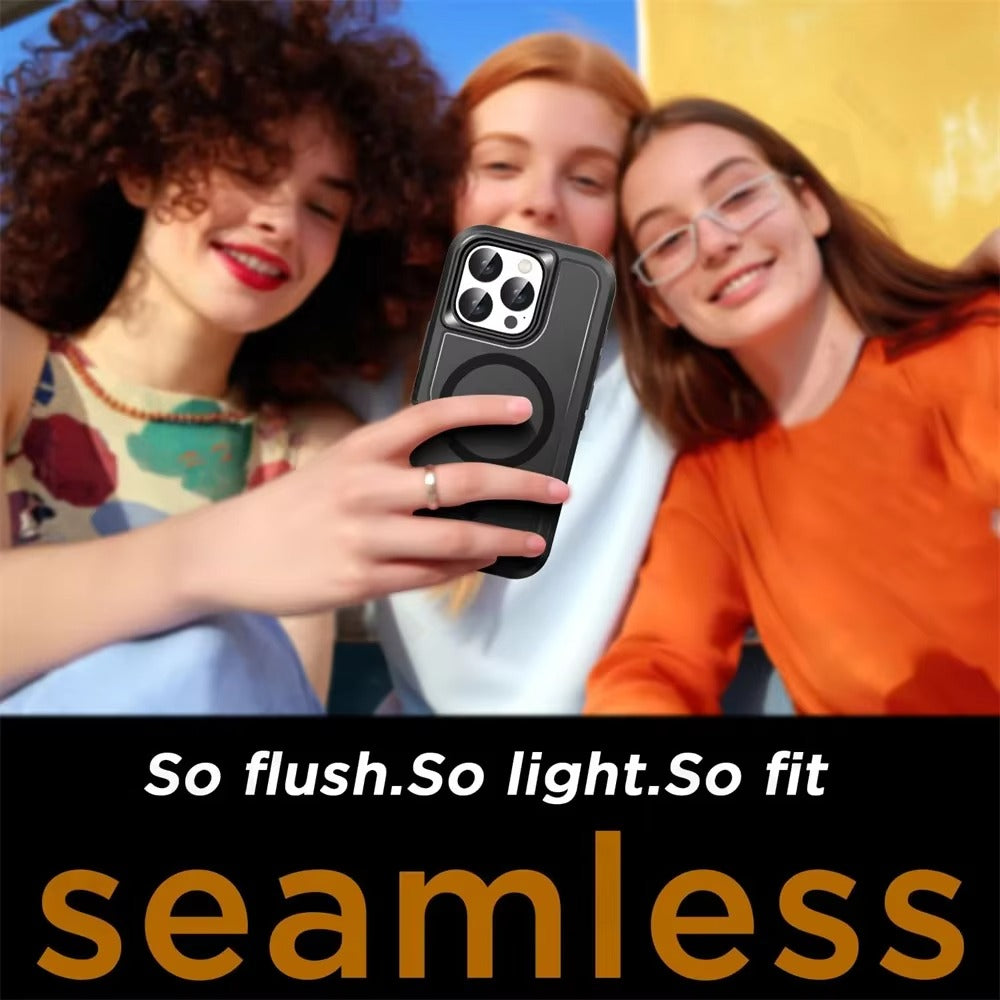 Luxury Apple iPhone Case MagSafe Compatible, Camera Lens & Screen Protection, Ultra Thin Shockproof Magnetic Full All Around Protection Cover with IP68 Metal Underwater Design