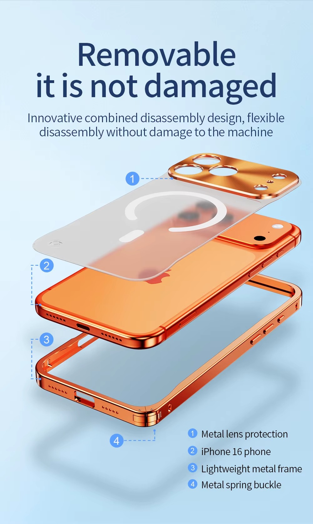Premium Aluminum Alloy Frame iPhone Case – MagSafe Compatible Magnetic Bumper with Shockproof Protection, Matte Transparent Back and Camera Lens Guard