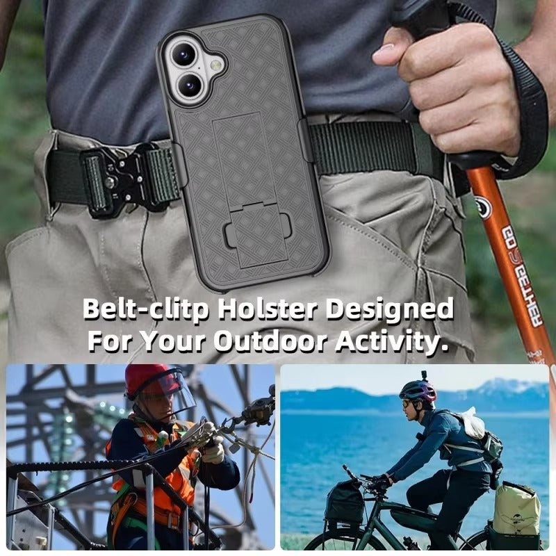 Robust Apple iPhone Case, MagSafe Compatible, Camera Lens & Screen Protection, Ultra Thin, Shockproof, Magnetic Full All Around Cover – Hybrid Defender Holster Case with Belt Clip for Rugged Daily Protection