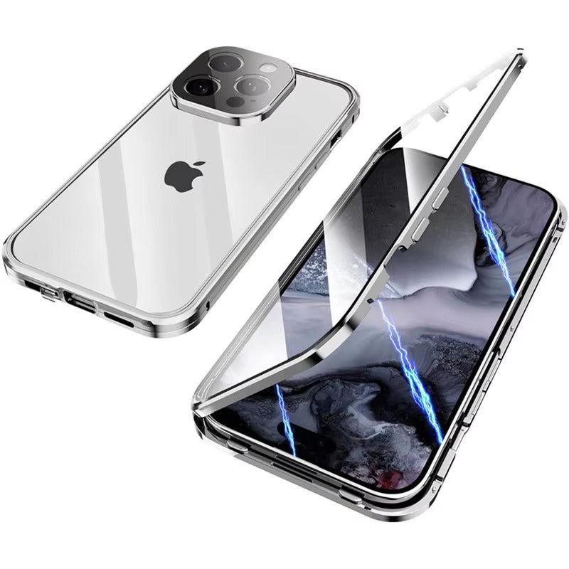 Premium Apple iPhone Case MagSafe Compatible, Camera Lens & Screen Protection, Cover with 360 Metal Glass Bumper