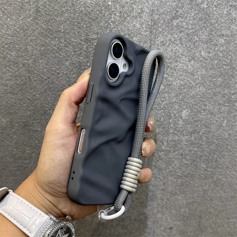 Premium Apple iPhone Case, MagSafe Compatible, Camera Lens & Screen Protection, Ultra Thin, Shockproof, Magnetic Full All Around Cover – Matte Wrinkle Silicone Case with Soft Back & Wrist Strap