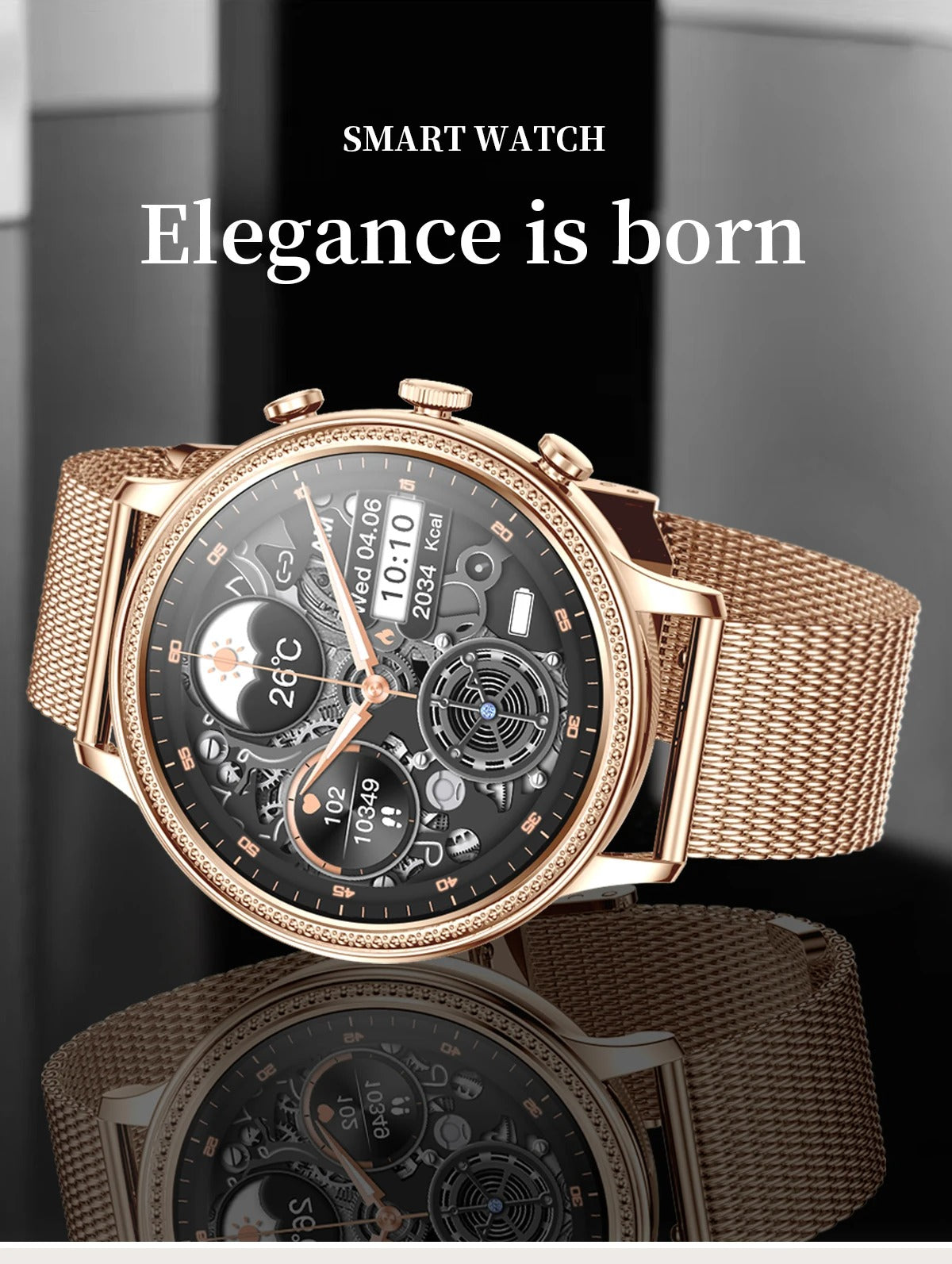Luxury Women's Smartwatch with Bluetooth Calling – 1.39" HD Display, Heart Rate & SpO2 Monitor, Sleep Tracking, Menstrual Reminder, Fitness Watch Waterproof