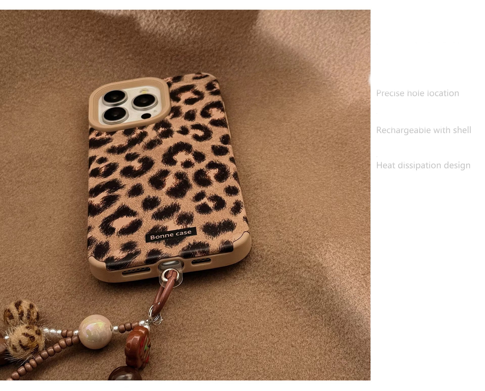 Luxury Apple iPhone Case, MagSafe Compatible, Camera Lens & Screen Protection, Ultra Thin, Shockproof, Magnetic Full All Around Cover – Leopard Print Cortex Case with Lanyard Bracelet & Soft Back Cover