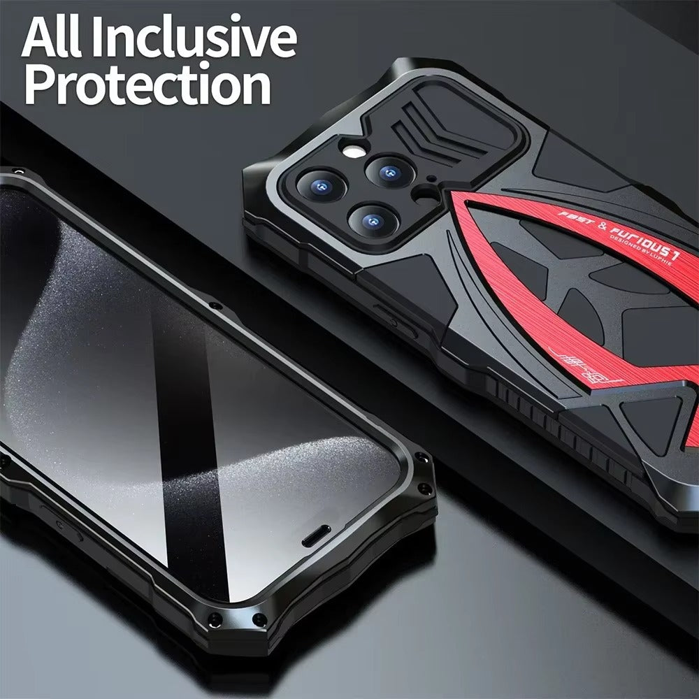 Robust Apple iPhone Case, MagSafe Compatible, Camera Lens & Screen Protection, Ultra Thin, Shockproof, Magnetic Full All Around Cover – 360° Full-Dome Armor Metal Case with Aluminum Bumper & Hybrid Rugged Protection