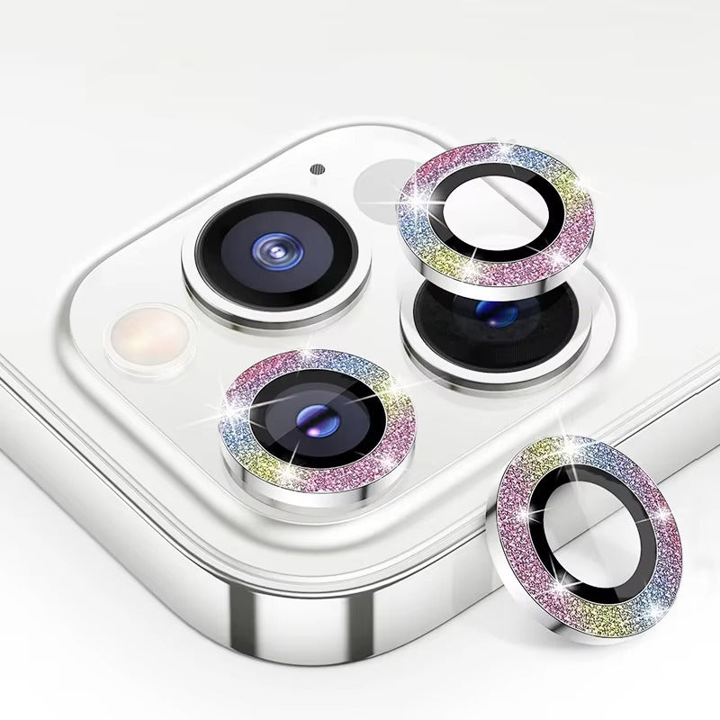 Luxury Metal Camera Lens Protector for iPhone – Diamond Edging, 9H Corning Glass, Anti-Scratch, Shockproof, Ultra HD Transparent Lens Cover Ring