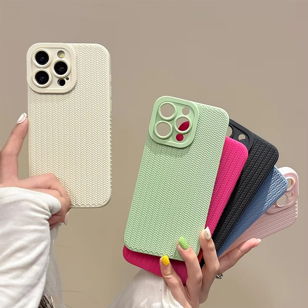 Luxury Apple iPhone Case, MagSafe Compatible, Camera Lens & Screen Protection, Ultra Thin, Shockproof, Magnetic Full All Around Cover – Woven Pattern Soft Silicone Case with Solid Color Stylish Design