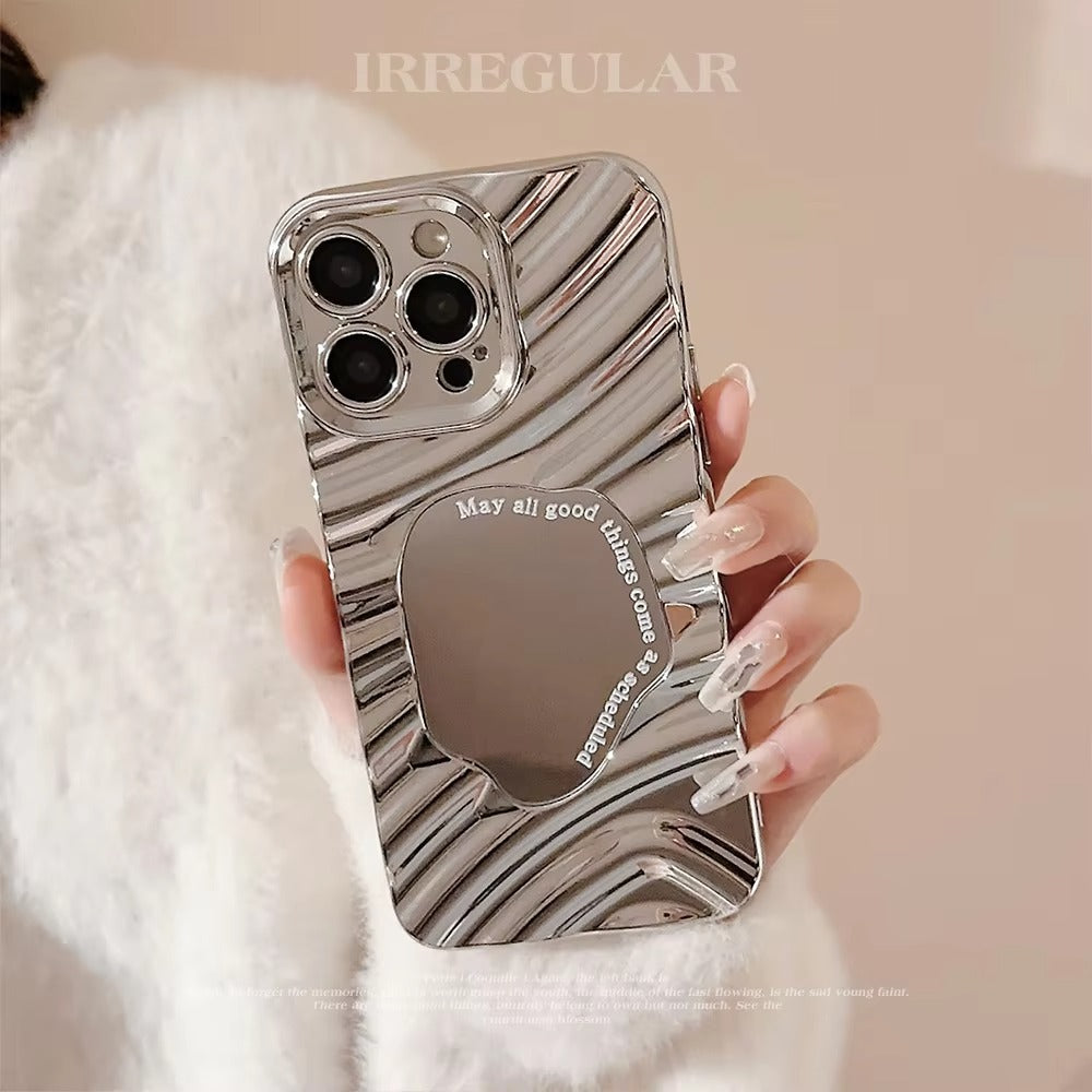 Luxury Apple iPhone Case, MagSafe Compatible, Camera Lens and Screen Protection, Ultra Thin, Shockproof, Magnetic, Full All Around Protection, Wavy Mirror Bumper Cover