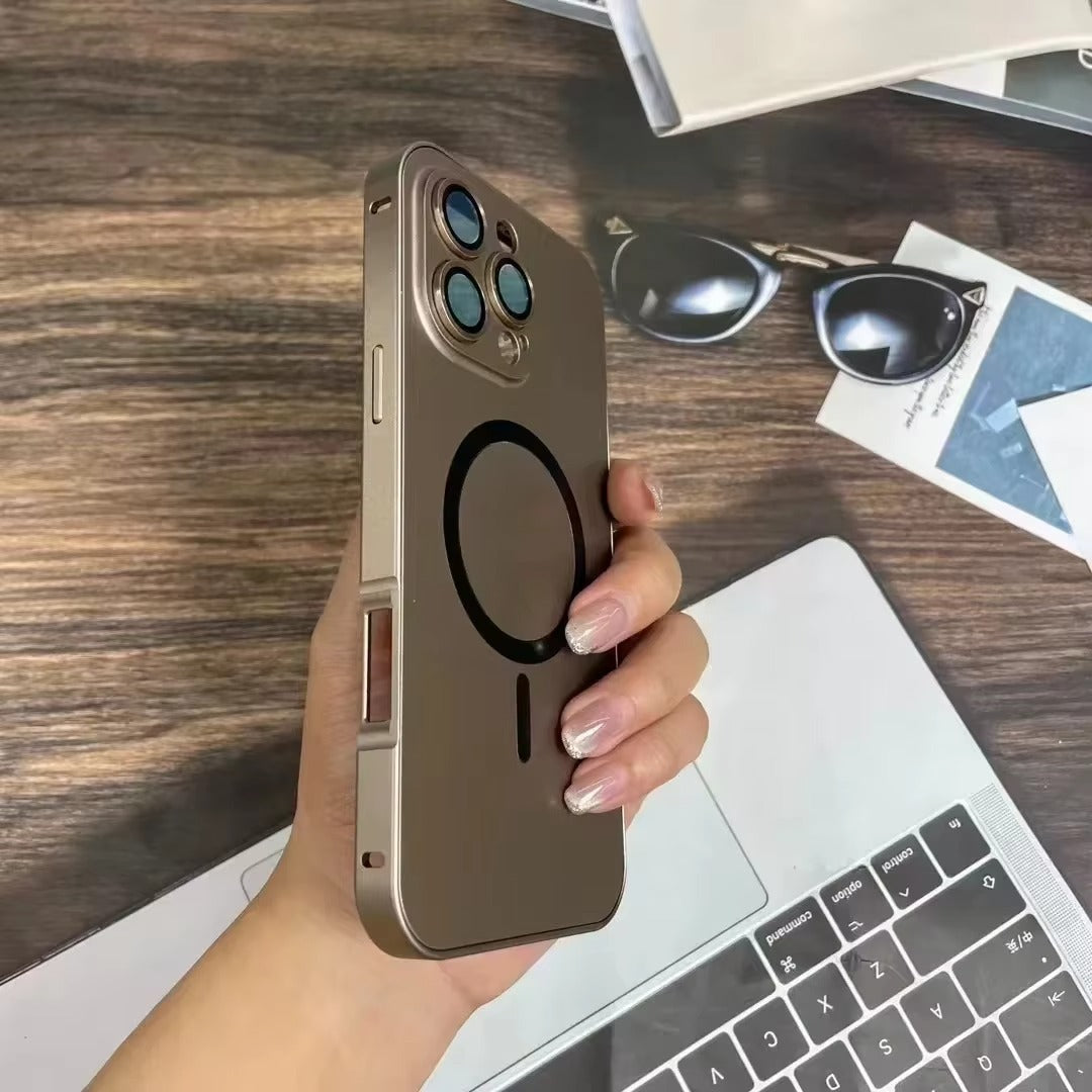Premium Apple iPhone Case, MagSafe Compatible, Camera Lens & Screen Protection, Ultra Thin, Shockproof, Magnetic Full All Around Cover – Aluminum Metal Frame Case with Hard PC Back for Stylish Impact Protection