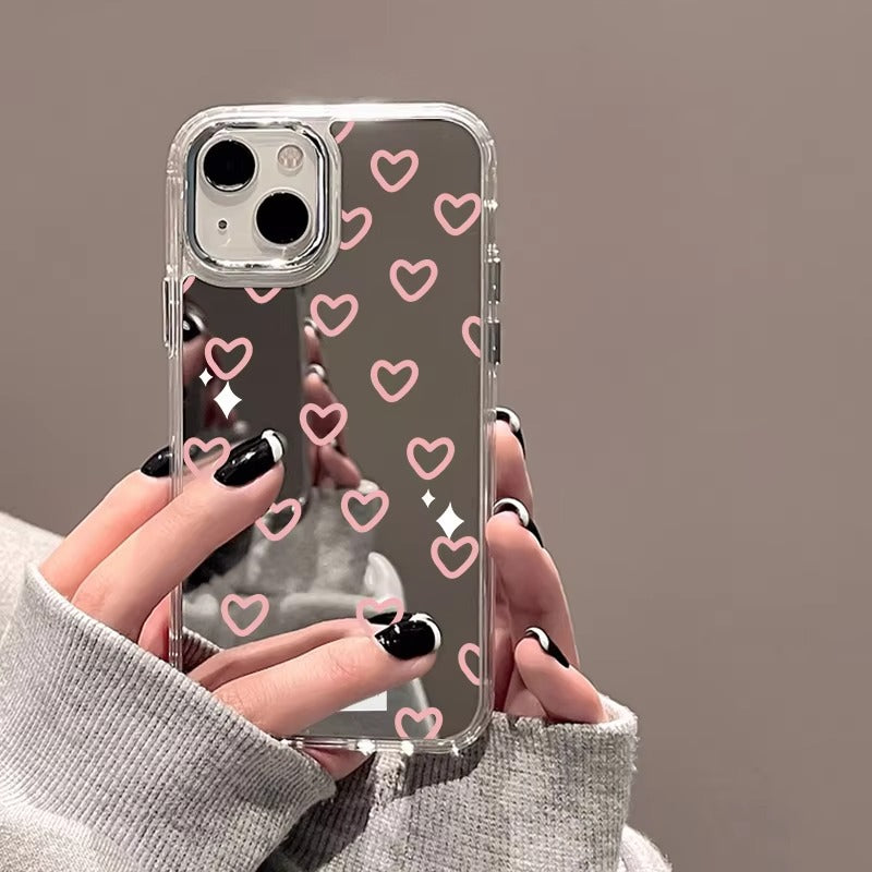Luxury Apple iPhone Case, MagSafe Compatible, Camera Lens and Screen Protection, Ultra Thin, Shockproof, Magnetic, Full All Around Protection, Cherry Bow Mirror Cover