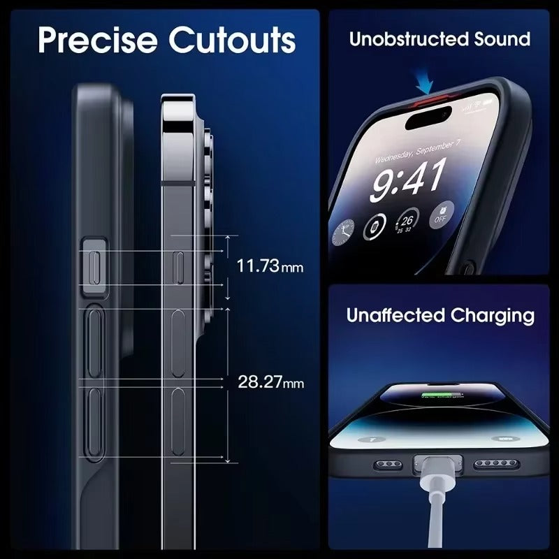 Premium Apple iPhone Case, MagSafe Compatible, Camera Lens & Screen Protection, Ultra Thin, Shockproof, Magnetic Full All Around Cover – Matte Translucent Frosted Case with Wireless Charging Support & Sleek Finish