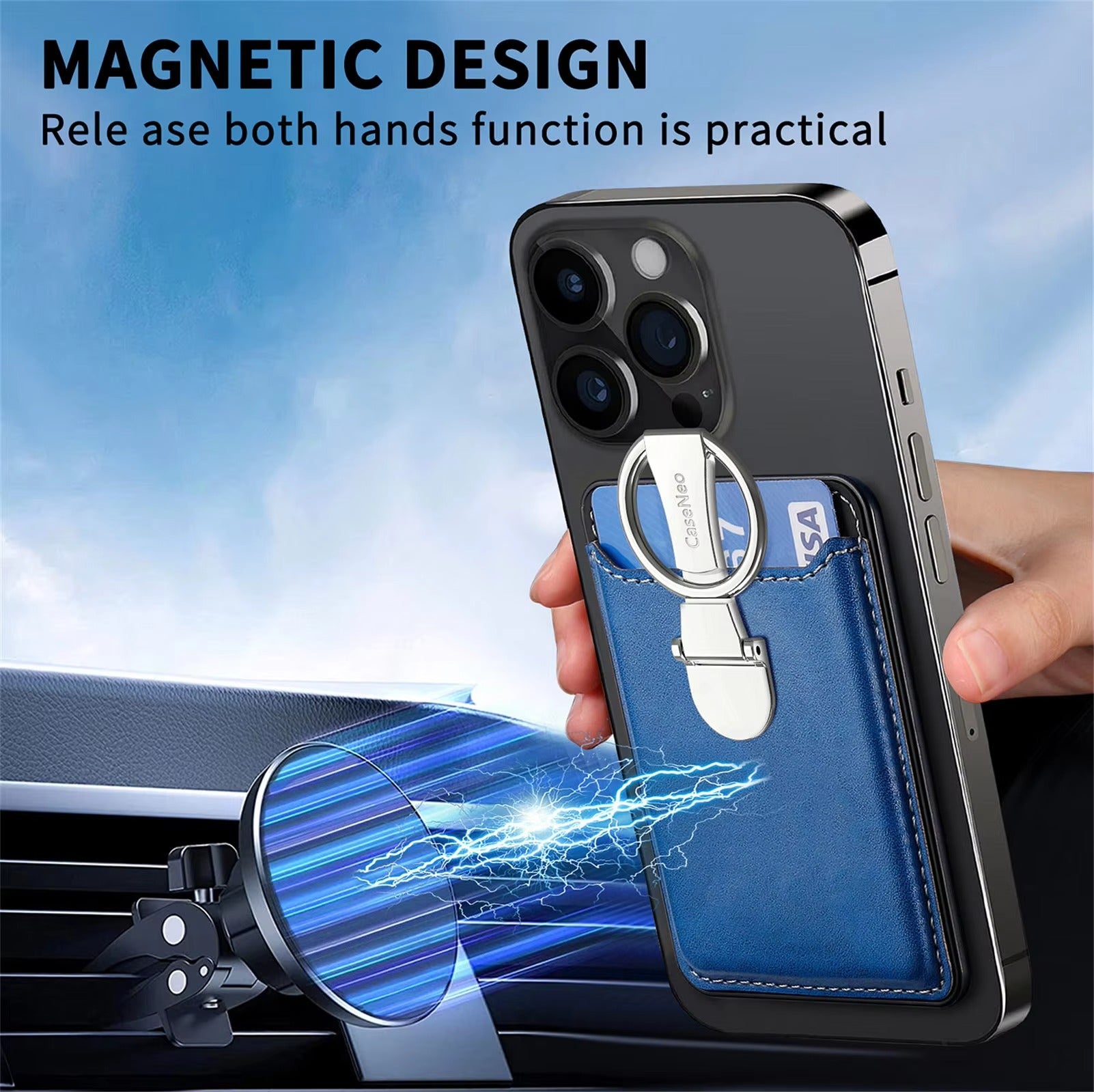 Premium Magnetic Wallet Case for Apple MagSafe – Strong Attraction, Multiple Card Slots, Stand Function for Smartphones