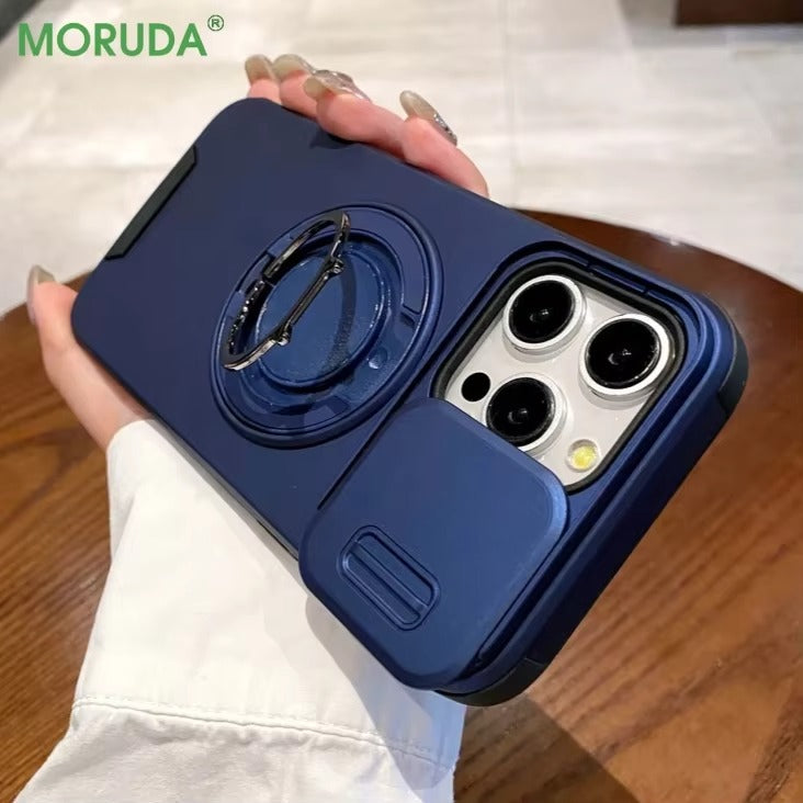 High Quality Apple iPhone Case MagSafe Compatible, Camera Lens & Screen Protection Cover with Slide Lens & Armor Bracket