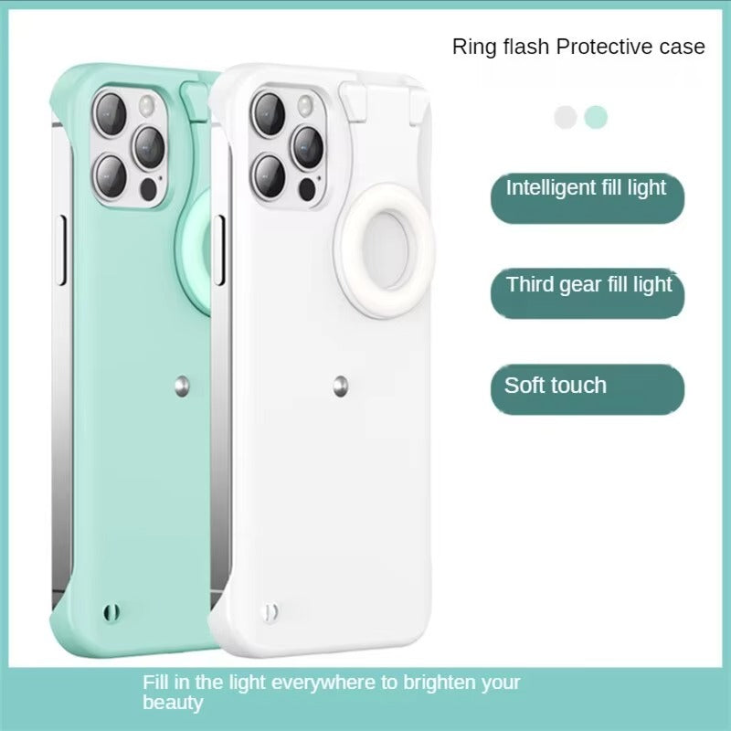 Luxury Apple iPhone Case, MagSafe Compatible, Camera Lens & Screen Protection, Ultra Thin, Shockproof, Magnetic Full All Around Cover – Built-in LED Selfie Ring Light Back Glow Case