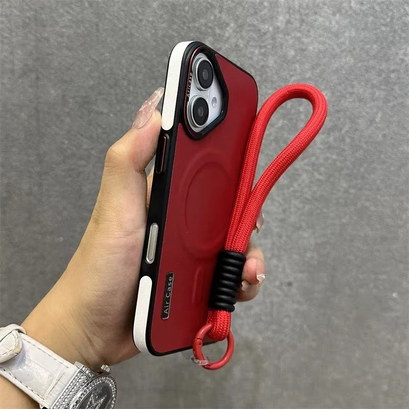 Luxury Apple iPhone Case, MagSafe Compatible, Camera Lens & Screen Protection, Ultra Thin, Shockproof, Magnetic Full All Around Cover – Wireless Charging Lanyard Bumper Case