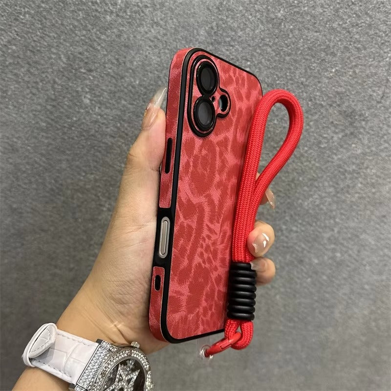 Luxury Apple iPhone Case MagSafe Compatible, Camera Lens & Screen Protection, Ultra Thin Shockproof Magnetic Full All Around Protection Cover with Wrist Strap & Leopard Design