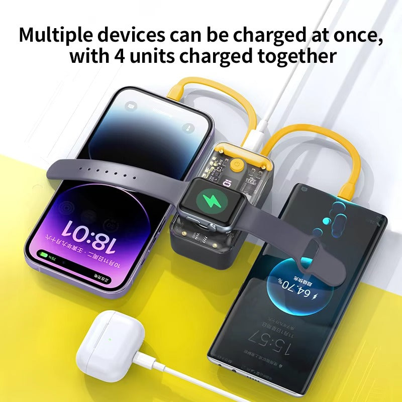 Premium, 10000mAh Wireless Power Bank with Built-in Cable – PD 20W Fast Charging Battery Source for Apple Watch S1–S9, iPad Air