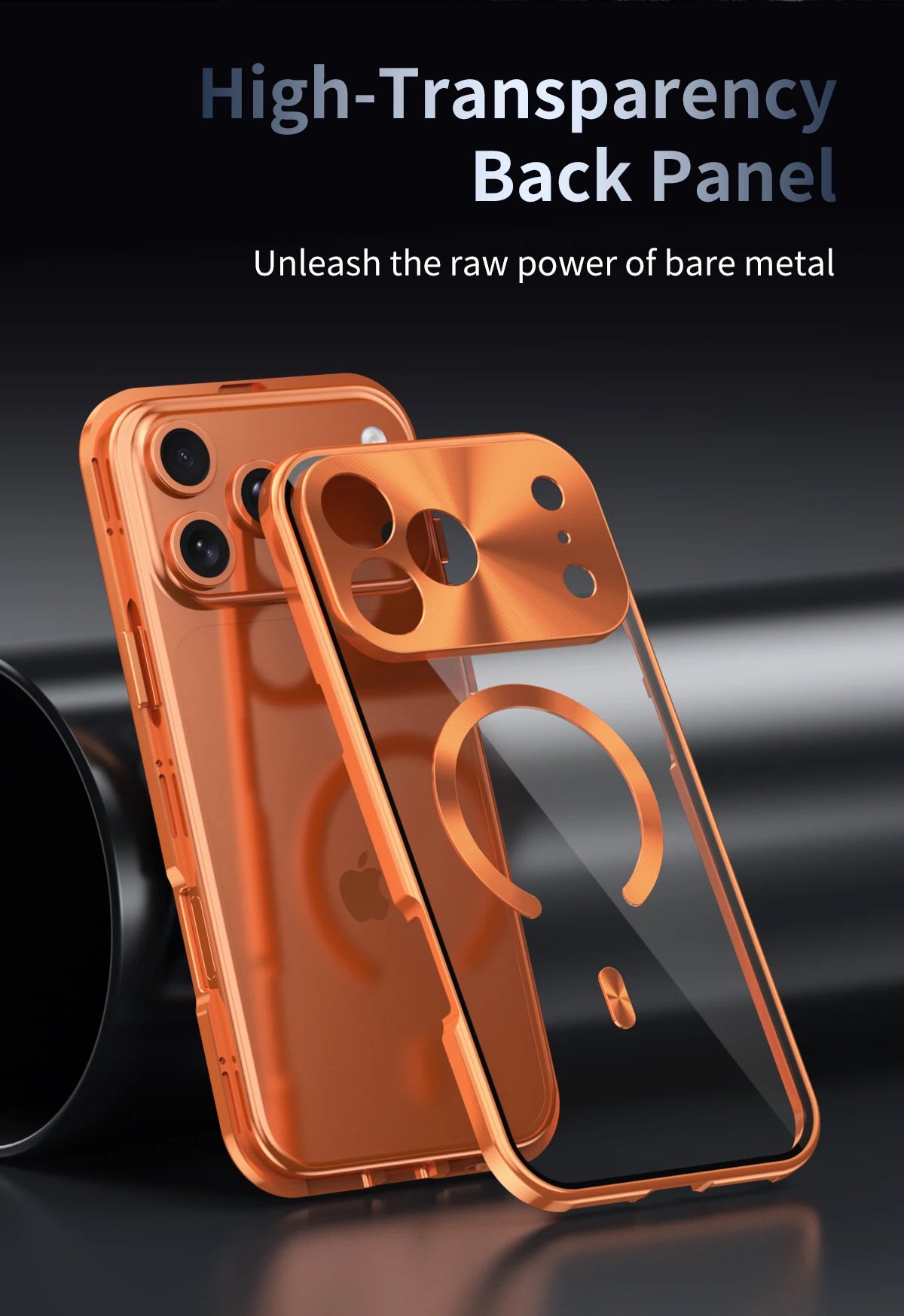 Premium Aluminum Frame iPhone Case – MagSafe Compatible Magnetic Cover with Built-in Privacy Screen Protector, Raised Camera Lens Guard and Clear Back