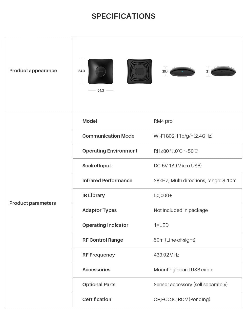 Premium Smart Universal Remote for iPhone, WiFi IR RF Controller, All-in-One Smart Home Switch Compatible with Apple Home