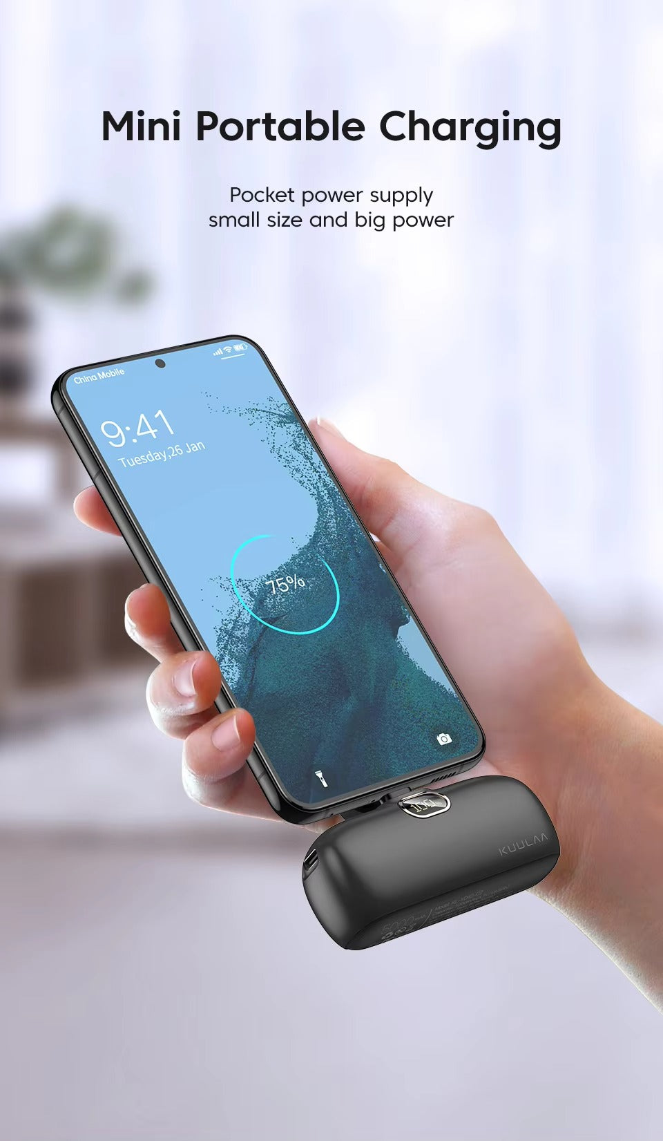 Premium, 5000mAh Mini Power Bank – Fast Charging, Portable External Battery Charger for iPhone, Android, USB-C Devices